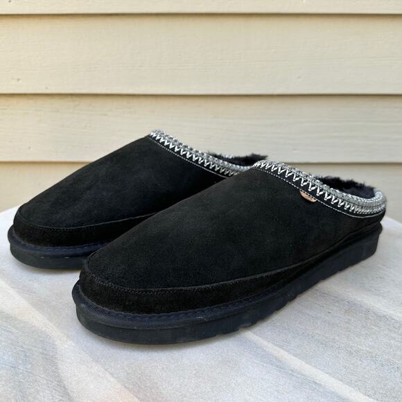 Lamo Womens Size 12 Suede Slippers Black Cirrus Footbed Cozy Fur Lined Slip-On - Picture 8 of 12